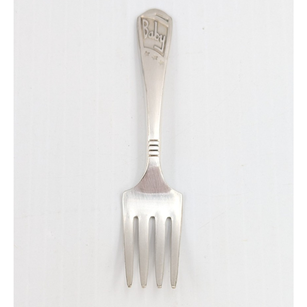 Vintage Silver Plated Baby Fork Marked Baby Art Deco Imperial Silver 4"